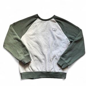 Vans Two-Tone Crewneck Sweatshirt in Light Gray and Olive